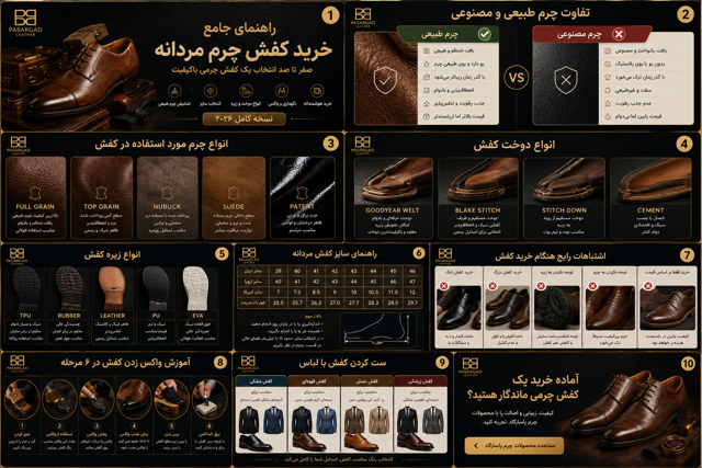 راهنمای جامع خرید کفش چرم مردانه | آموزش انتخاب کفش چرمی باکیفیت