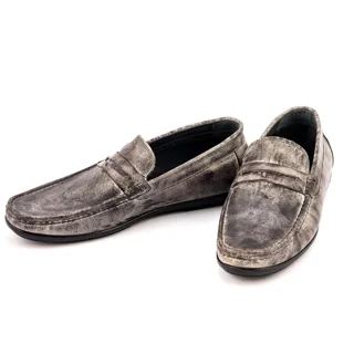 کفش کالج مردانه چرم دستدوز مدل کهکشانی طوسی مشکی کد 1495 | چرم پاتینا ایتالیایی