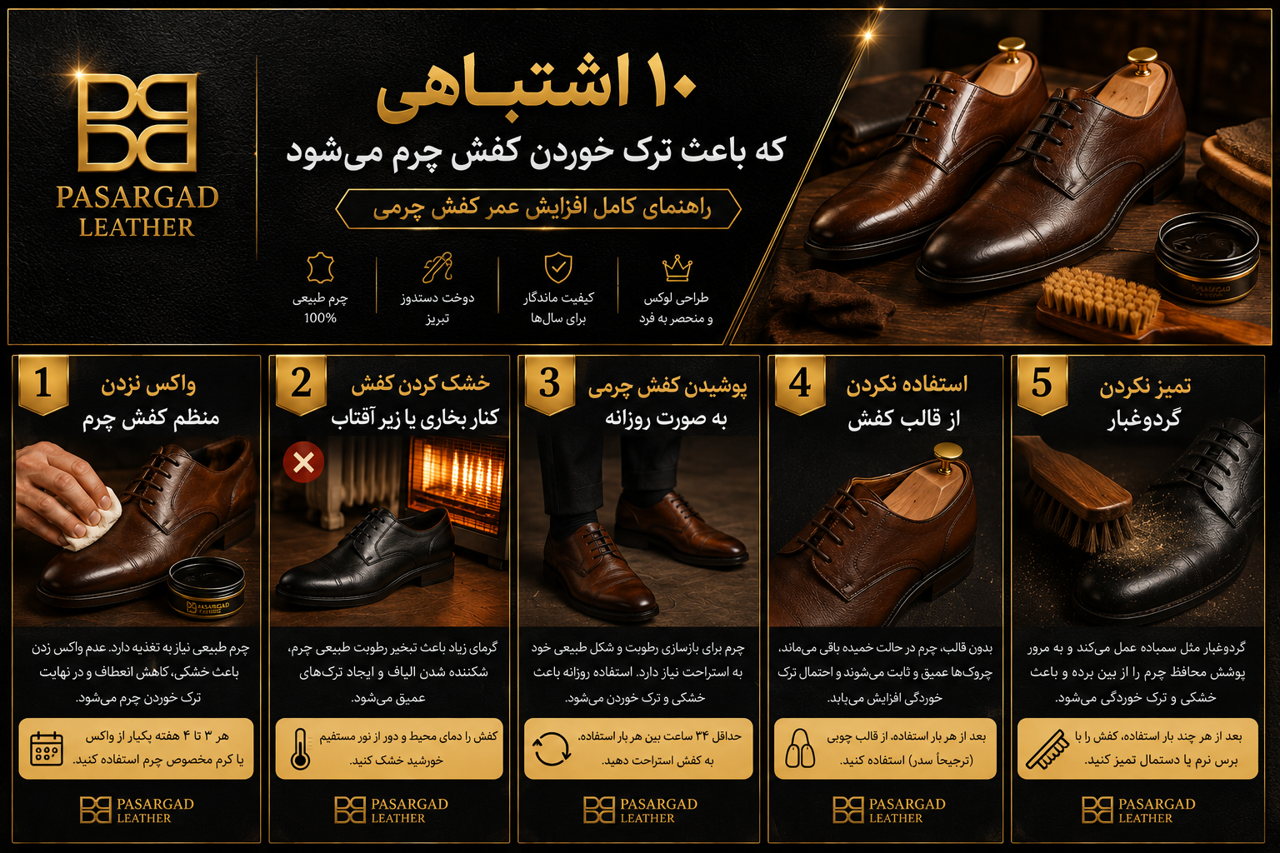 ۱۰ اشتباهی که باعث ترک خوردن کفش چرم می‌شود