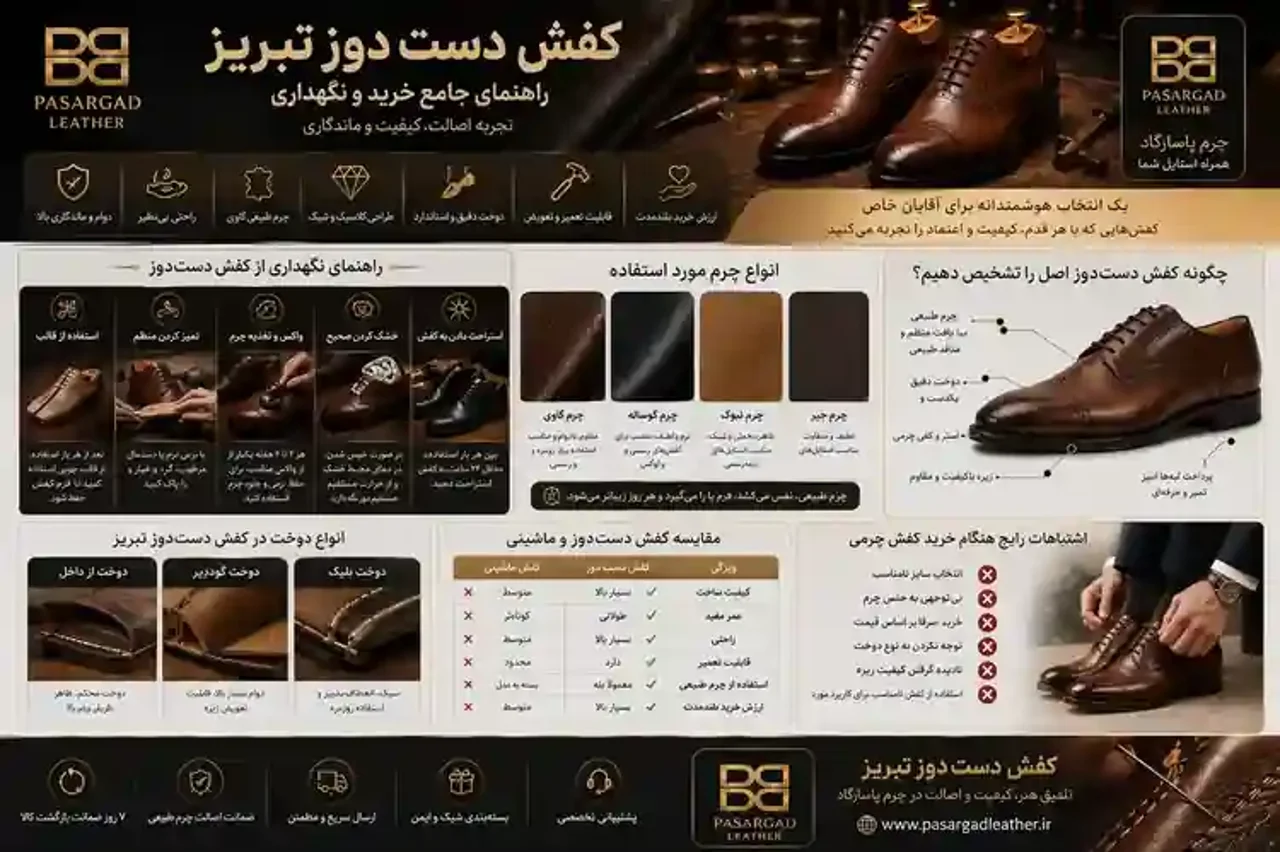 کفش دست‌دوز تبریز؛ راهنمای جامع خرید، تشخیص اصالت، مزایا